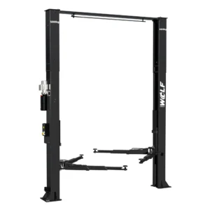 Leeuwis Equipment Wolf WL250XL (5-Ton Extra Breed) 2-Koloms Hefbrug - 3D Render Met Detail Van Asymmetrische Hefarmen En Opnamepads